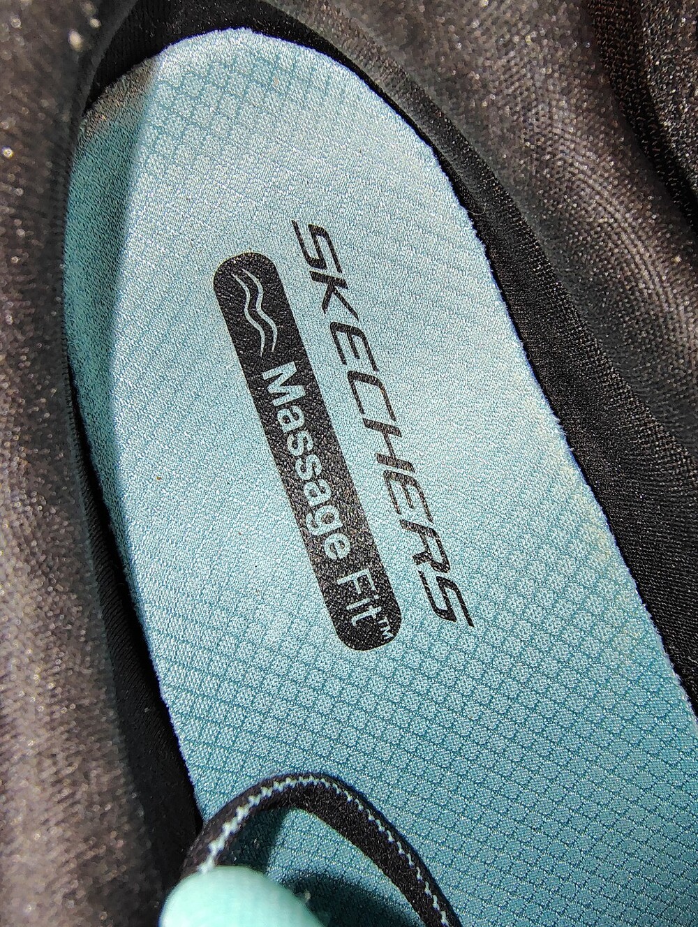 Skechers GOwalk Massage Fit Women's Lace-up Walking Sneakers Black/Turquoise 7 - Picture 10 of 12